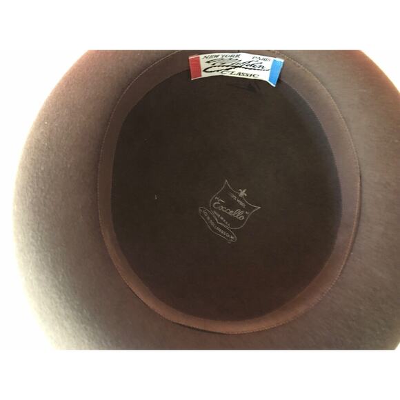 GEORGEORGE W BOLLMAN 100% WOOL BROWN HAT W/BLACK TRIM "EXCELLO" MADE IN USA - Picture 5 of 12